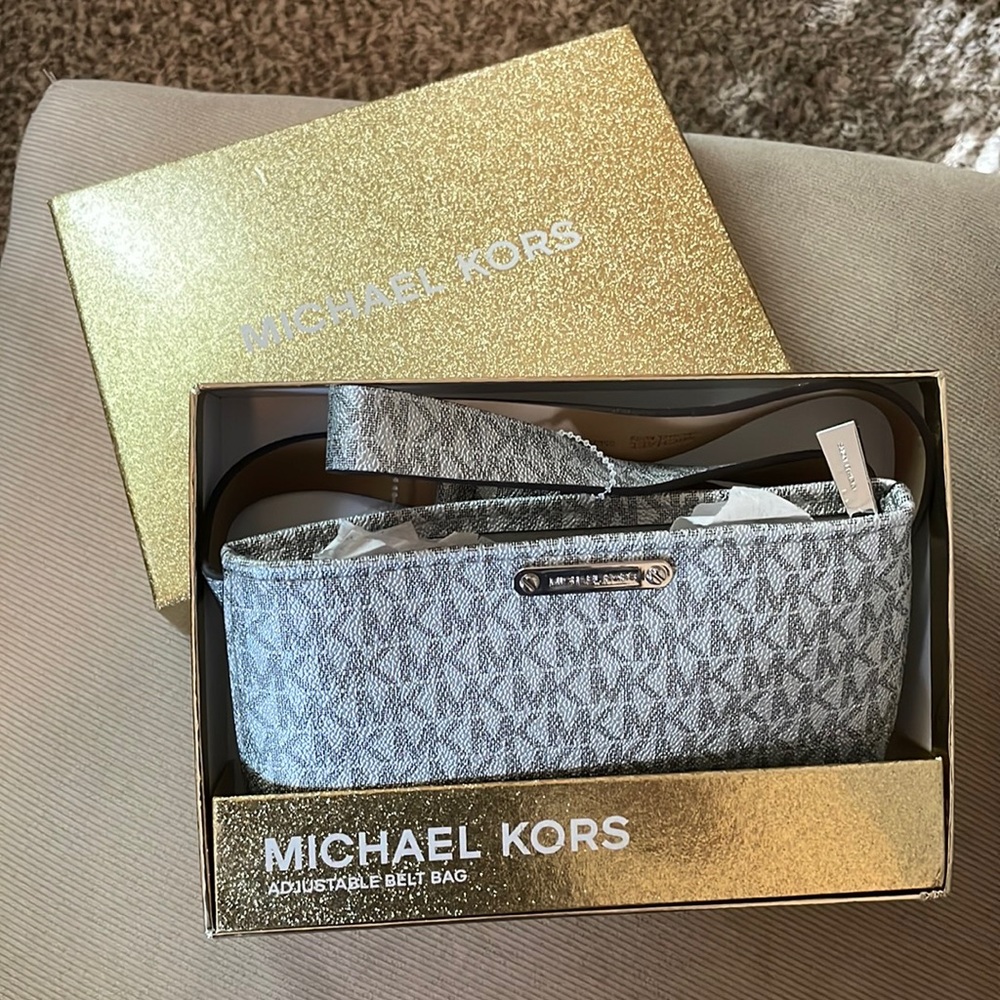 Michael Kors Silver MK Belt Bag New With Tags